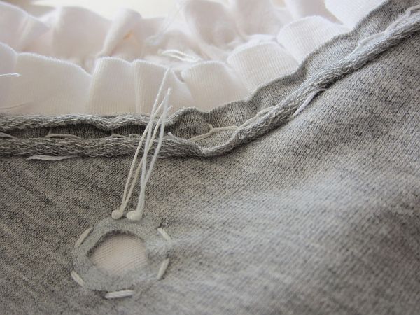 Applique Dress Grey and White_neck